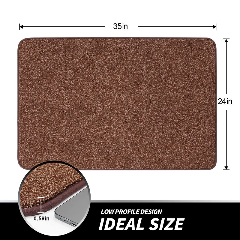 LINLA Indoor Doormat, Super Absorbs Mud Mat, Washable Non-Slip Rubber Clean Mat for Doorways Inside Dirt Trapper Mats Shoes Scraper, 24x35 Inches Camel Coffee - Image 4